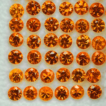 1.80 mm 30 pcs Round Extreme Brilliancy Natural Orange Sapphire [Flawless-VVS]