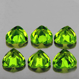 5.00 mm Heart 6 pcs AAA Fire Luster Natural Green Peridot [Flawless-VVS]