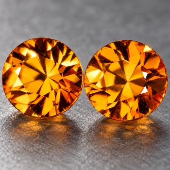 5.00 mm Round Diamond Cut 2pcs Natural Imperial Orange Zircon [Flawless-VVS]-AAA Grade