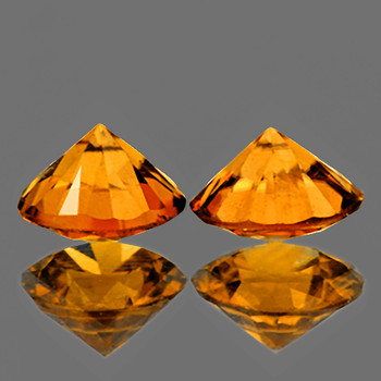 5.00 mm Round Diamond Cut 2pcs Natural Imperial Orange Zircon [Flawless-VVS]-AAA Grade