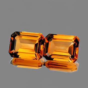 7x5 mm Octagon 2 pieces AAA Fire Luster Natural Golden Orange Citrine [Flawless-VVS]