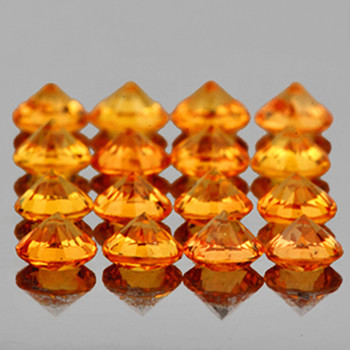 2.20 mm 16 pcs Round Extreme Brilliancy Natural Yellow Orange Sapphire [Flawless-VVS]