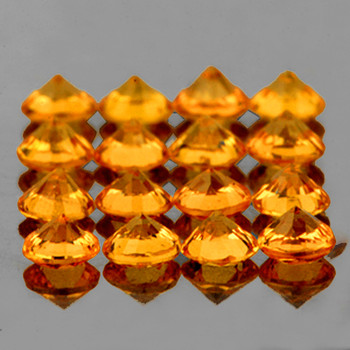 2.30 mm 16 pcs Round Extreme Brilliancy Natural Orange Yellow Sapphire [Flawless-VVS]