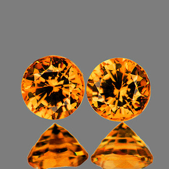 4.60 mm Round 2pcs AAA Dazzling Fire Natural Intense Golden Yellow Zircon [Flawless-VVS]-AAA Grade