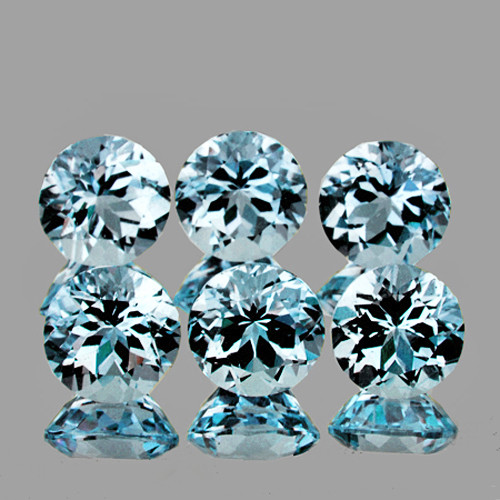 4.00 mm Round 6 pieces AAA Fire Luster Natural Sparkling Sky Blue Aquamarine [Flawless-VVS]