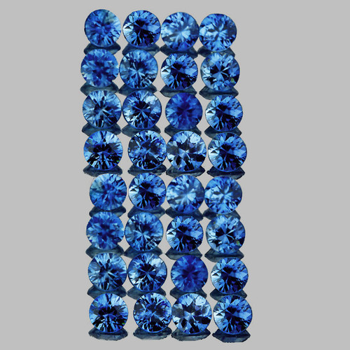 1.30 mm Round Machine Cut 80pcs AAA Luster Natural Ceylon Blue Sapphire [Flawless-VVS]