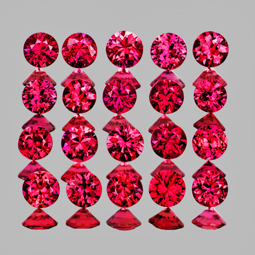 1.50 mm Round Machine Cut 50pcs Superb Luster Natural Brilliant Pink Red Ruby [Flawless-VVS]-AAA Grade