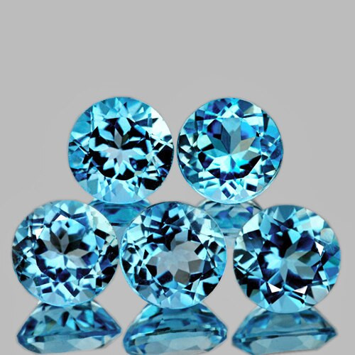 6.00 mm Round 5 pieces AAA Luster Natural Sky Blue Topaz [Flawless-VVS]