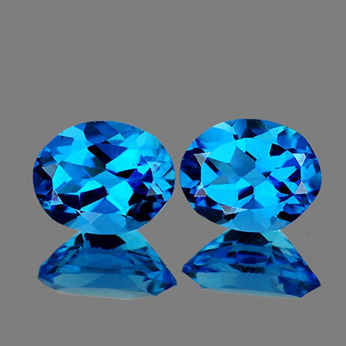 9x7 mm Oval 2 Pieces AAA Luster Natural AAA Swiss Blue Topaz [Flawless-VVS]