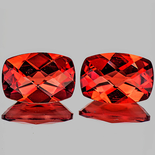 7x5 mm Cushion Checker 2 pieces Natural Intense Reddish Orange Andesine [Flawless-VVS]