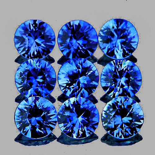 2.80 mm Round Machine Cut 9 pieces Natural AAA Ceylon Blue Sapphire [Flawless-VVS]-{AAA Grade}