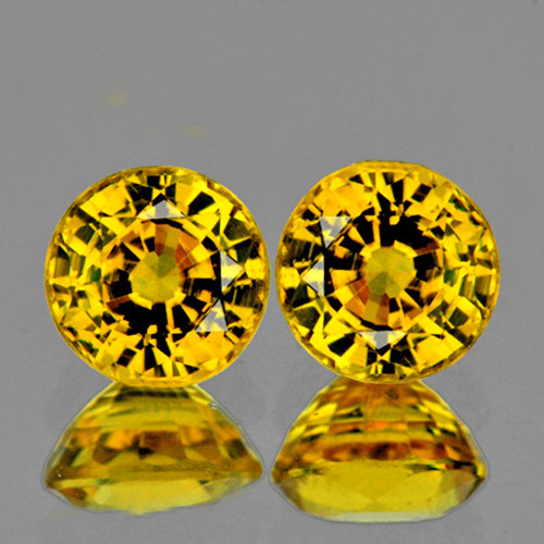 3.70 mm Round Machine Cut 2 pcs AAA Fire Natural Intense Ceylon Yellow Sapphire [IF-VVS]-AAA Grade