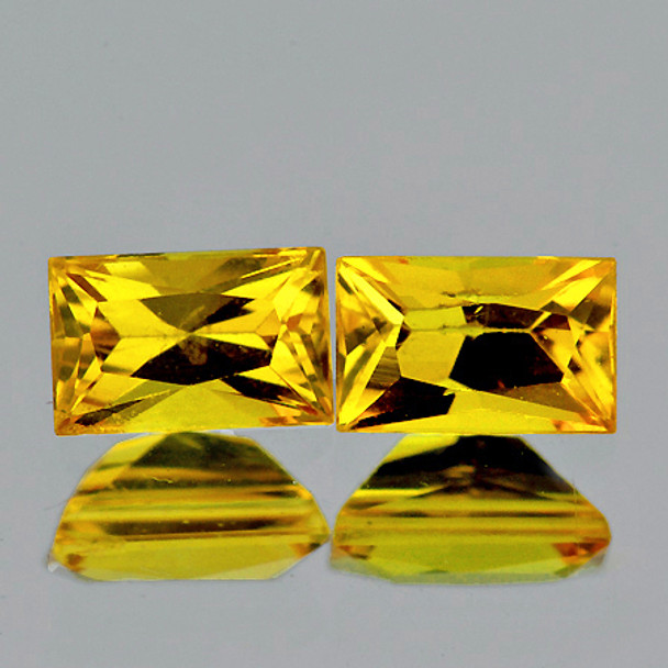 5x3 mm Baguette Princess 2 pieces AAA Fire Luster Natural Ceylon Yellow Sapphire [IF-VVS]-AAA Grade