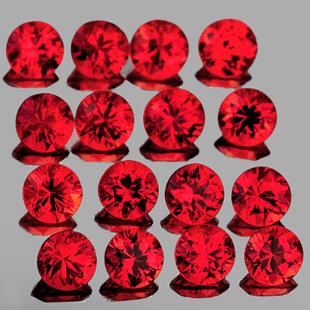 2.20 mm 16 pcs Round Extreme Brilliancy Natural Orange Red Sapphire [Flawless-VVS]