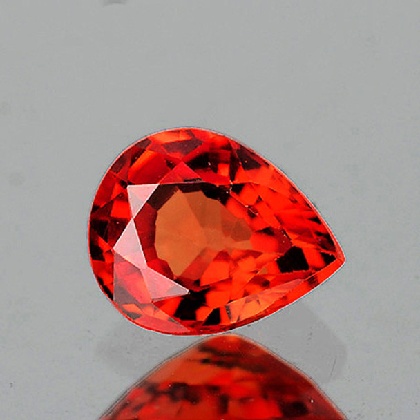 5.5x4.5 mm Pear 0.57ct Superb AAA Luster Natural Intense Orange Red Sapphire [Flawless-VVS]