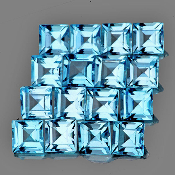 3.00 mm Square 20 pieces AAA Fire Luster Natural Sky Blue Topaz [IF-VVS]