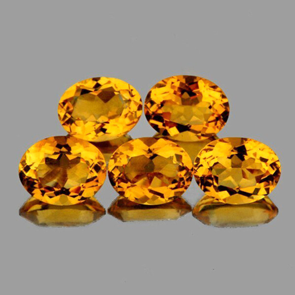 8x6 mm Oval 5 pieces AAA Fire Luster Natural Golden Orange Citrine [Flawless-VVS]