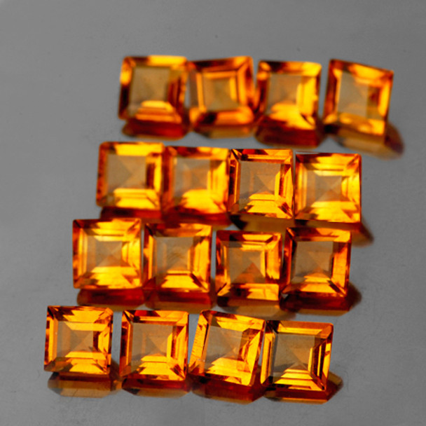 3.50 mm Square 16 pieces Natural Golden Orange Citrine [Flawless-VVS]