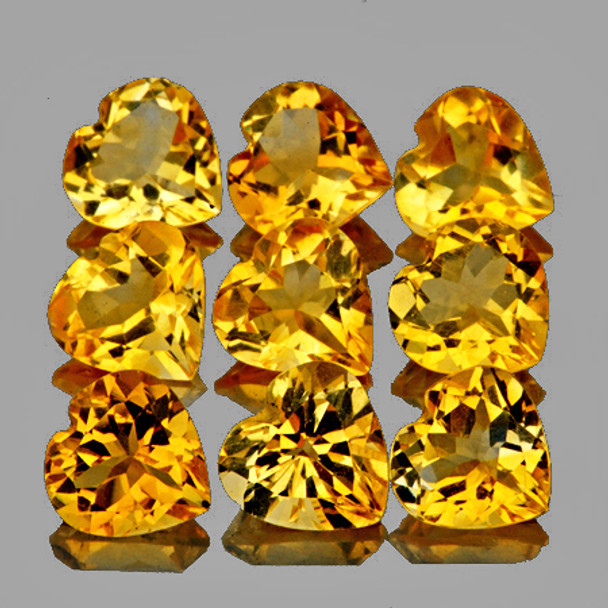 5.00 mm Heart 9 pieces AAA Luster Natural Golden Yellow Citrine [Flawless-VVS]