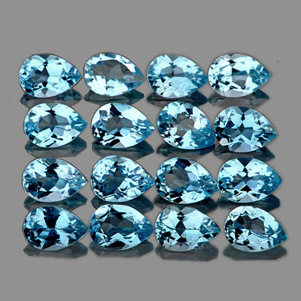 4x3 mm Pear 16 pieces AAA Fire Luster Natural Sky Blue Topaz [Flawless-VVS]