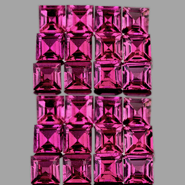 2.00 mm Square 30 pcs Brilliant Luster Natural Reddish Pink Rhodolite Garnet [Flawless-VVS]