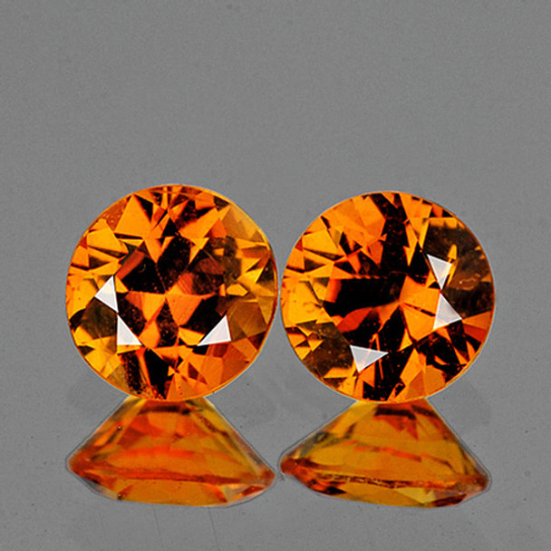 4.00 mm Round 2pcs AAA Luster Natural Sunset Orange Sapphire [Flawless-VVS]-AAA Grade