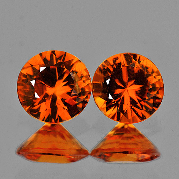 4.20 mm Round 2pcs AAA Luster Natural Brilliant Orange Sapphire [Flawless-VVS]-AAA Grade