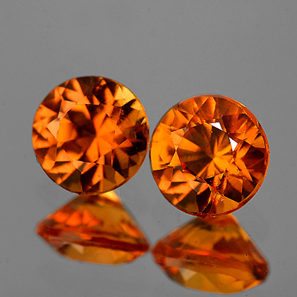 4.30 mm Round 2pcs AAA Luster Natural Sunset Orange Sapphire [Flawless-VVS]