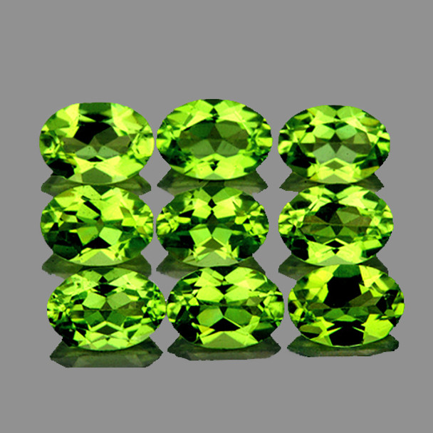 6x4 mm Oval 9 pieces AAA Fire Luster Natural Green Peridot [Flawless-VVS]