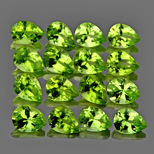 4x3 mm Pear 16 pieces AAA Fire Luster Natural Green Peridot [Flawless-VVS]