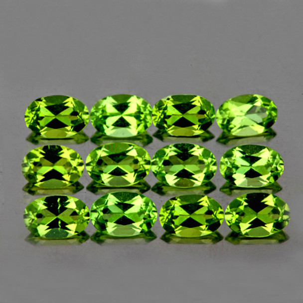 5x3 mm Oval 12 pieces AAA Fire Luster Natural Sparkling Green Peridot [Flawless-VVS]