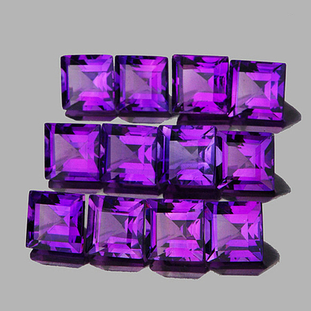 3.50 mm Square 12 pcs AAA Fire Luster Natural Intense Purple Amethyst [VVS]