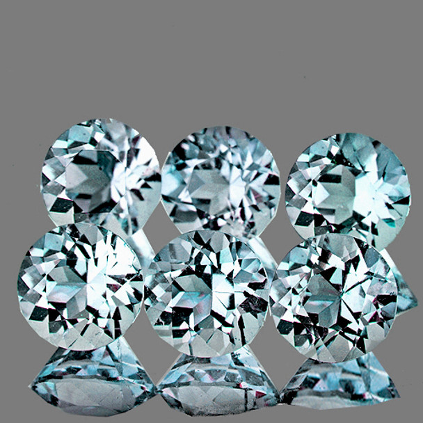 3.80 mm Round 6 pieces AAA Fire Luster Natural Sparkling Sky Blue Aquamarine [Flawless-VVS]