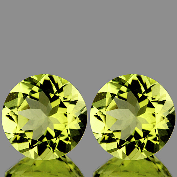 8.00 mm Round 2 pieces AAA Top Fire Luster Natural Green Gold Lemon Quartz [Flawless-VVS]