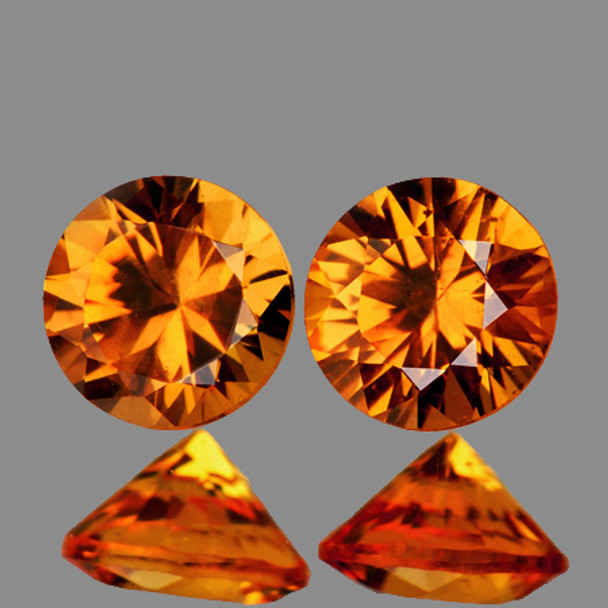 4.70 mm Round 2pcs AAA Fire Luster Natural Golden Yellow Sapphire [Flawless-VVS]