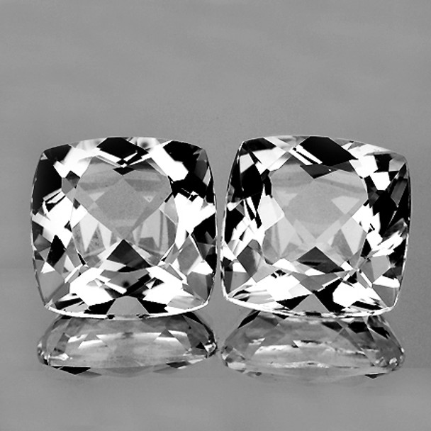 11.00 mm Cushion 2 pieces AAA Brilliant Luster Natural Sparkling White Topaz [Flawless-VVS]