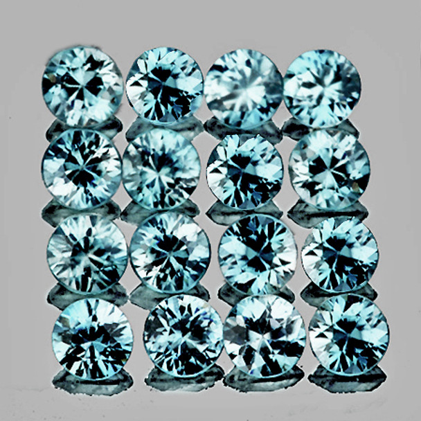 2.50 mm Round Machine Diamond Cut 16 pcs AAA Fire Luster Natural Seafoam Blue Zircon [Flawless-VVS]