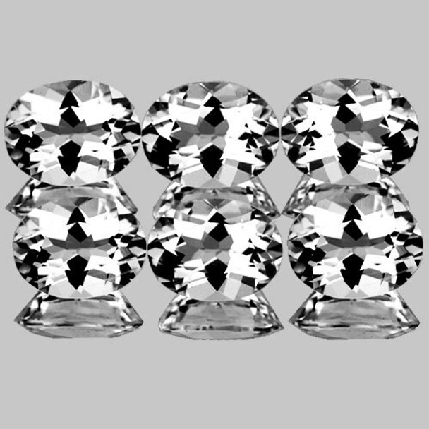 8X6 mm Oval 6 pieces AAA Fire Luster Natural Colorless White Topaz [Flawless-VVS]