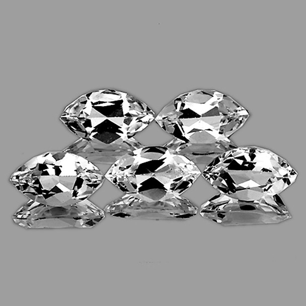 10x5 mm Marquise 5 pieces AAA Brilliant Luster Natural Sparkling White Topaz [Flawless-VVS]