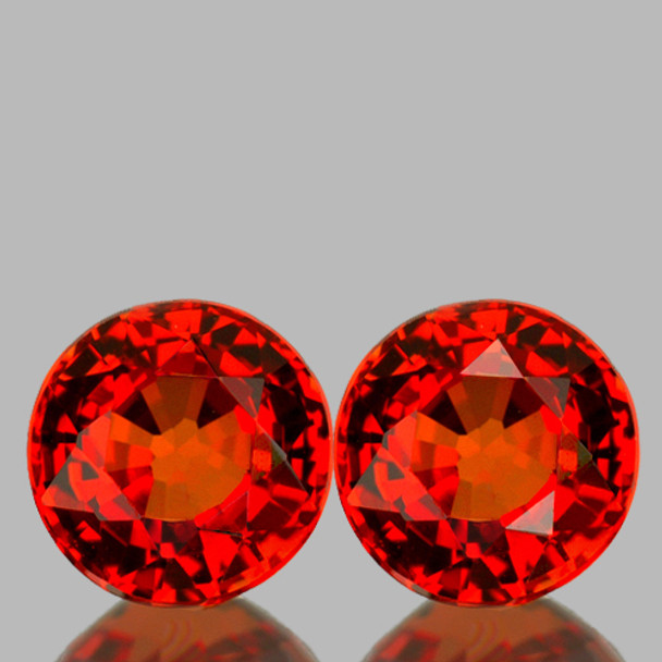 3.70 mm Round 2 pcs AAA Luster Natural Brilliant Orange Red Sapphire [Flawless-VVS]