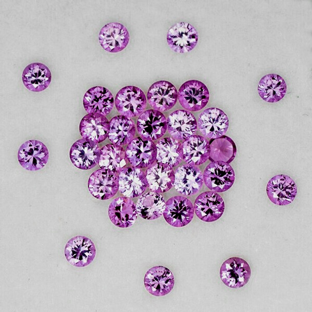 1.60 mm Round Machine Cut 40 pcs Superb Luster Natural Pinkish Purple Sapphire [Flawless-VVS] {Unheated AAA Grade}