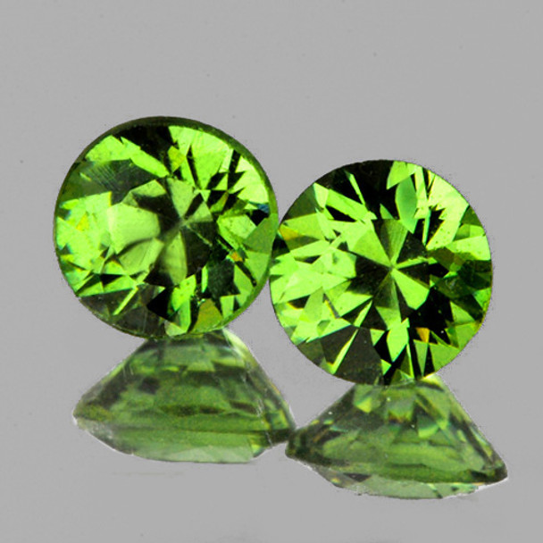 3.50 mm Round Diamond Cut 2pcs Top Brilliancy Rainbow Sparkles Natural Green Demantoid Garnet [VVS]