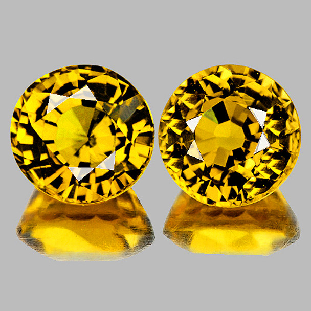 3.80 mm Round Step Cut 2 pieces AAA Fire Luster Natural Yellow Sapphire [Flawless-VVS]-AAA Grade