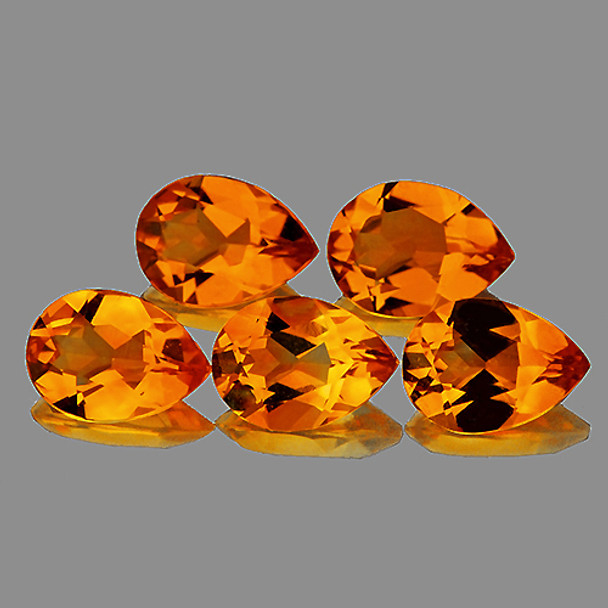 7x5 mm Pear 5 Pieces AAA Luster Natural Madeira Whiskey Orange Citrine [Flawless-VVS]