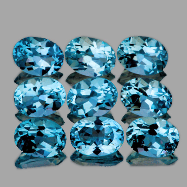 4.5x3.5 mm Oval 9 pcs AAA Fire Luster Natural Brilliant Santa Maria Blue Aquamarine [Flawless-VVS]-AAA Grade