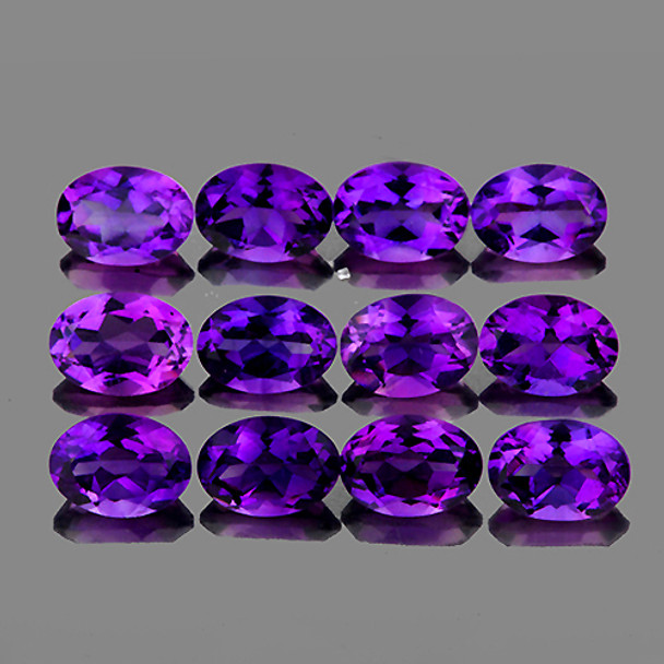 5x4 mm Oval 12 Pieces Natural Intense AAA Purple Amethyst [Flawless-VVS]