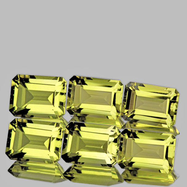 7x5 mm Octagon 6 pieces AAA Top Fire Luster Natural Soft Green Gold Lemon Quartz [Flawless-VVS]