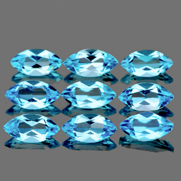 7x3.5 mm Marquise 9 pcs AAA Fire Luster Natural Sky Blue Topaz [Flawless-VVS]