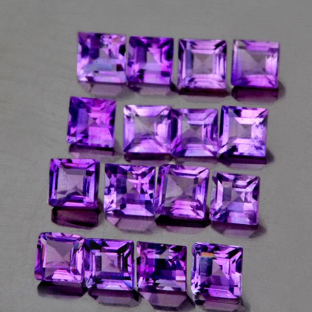 3.00 mm Square 16 pcs AAA Fire Luster Natural Purple Amethyst [Flawless-VVS]