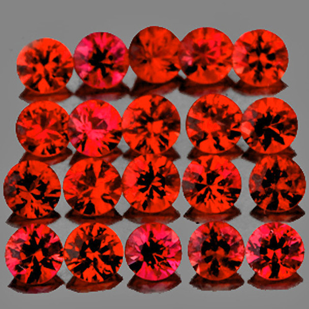 1.80 mm 30 pcs Round Extreme Brilliancy Natural Orange Red Sapphire [Flawless-VVS]